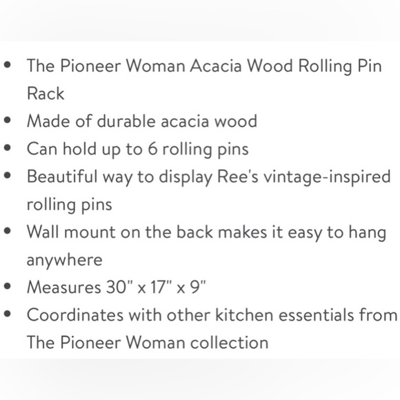 🌺 New The Pioneer Woman (1) Rolling Pin Rack & (1) Rolling Pin Gift Set - Picture 2 of 10